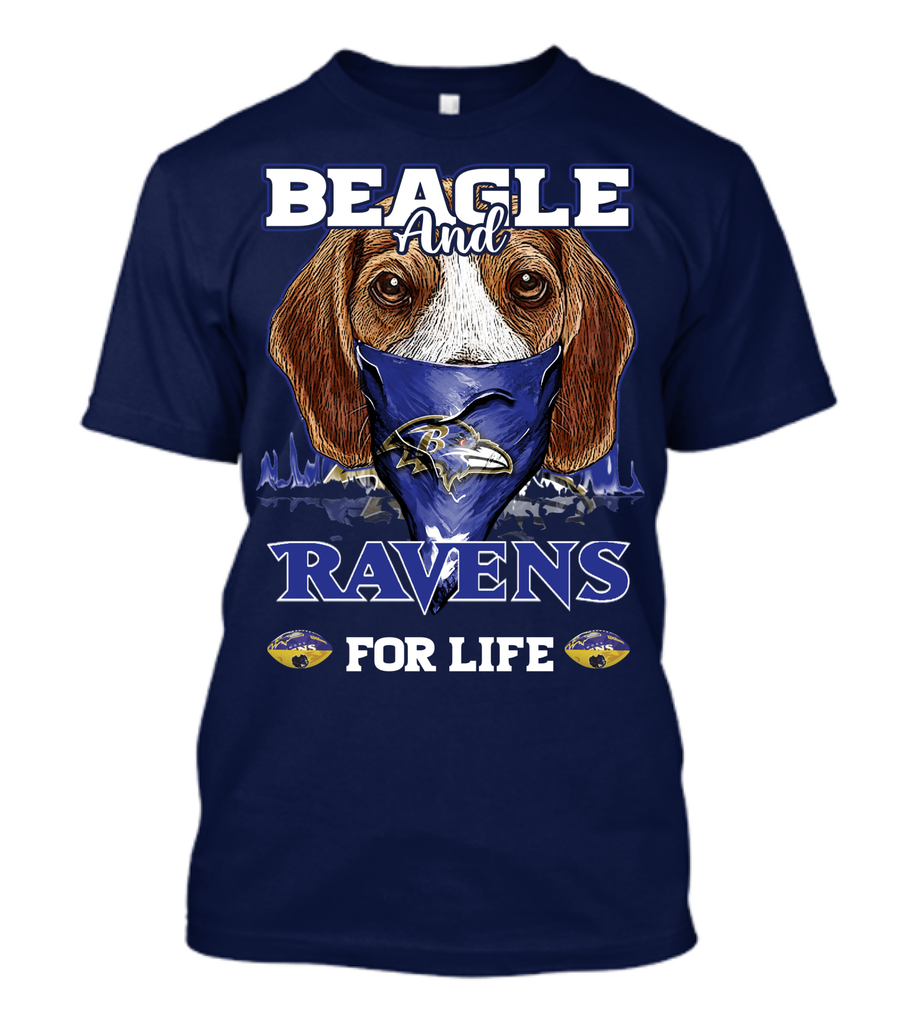 Beagle And Ravens For Life Baltimore Ravens T-Shirt