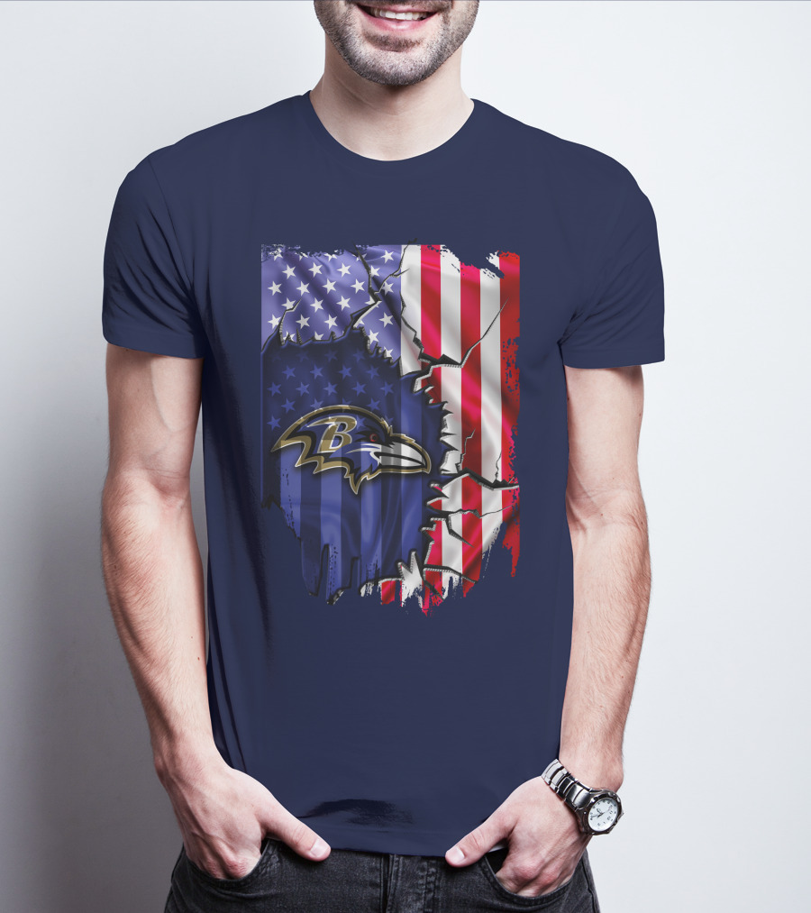 Baltimore Ravens American Flag T-Shirt