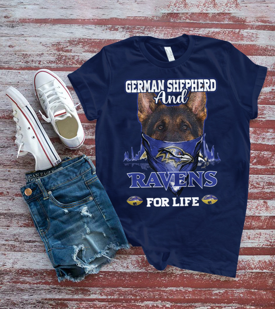 German Shepherd And Ravens For Life Baltimore Ravens T-Shirt