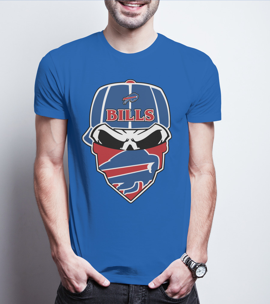Buffalo Bills Skull Cap And Bandana T-Shirt