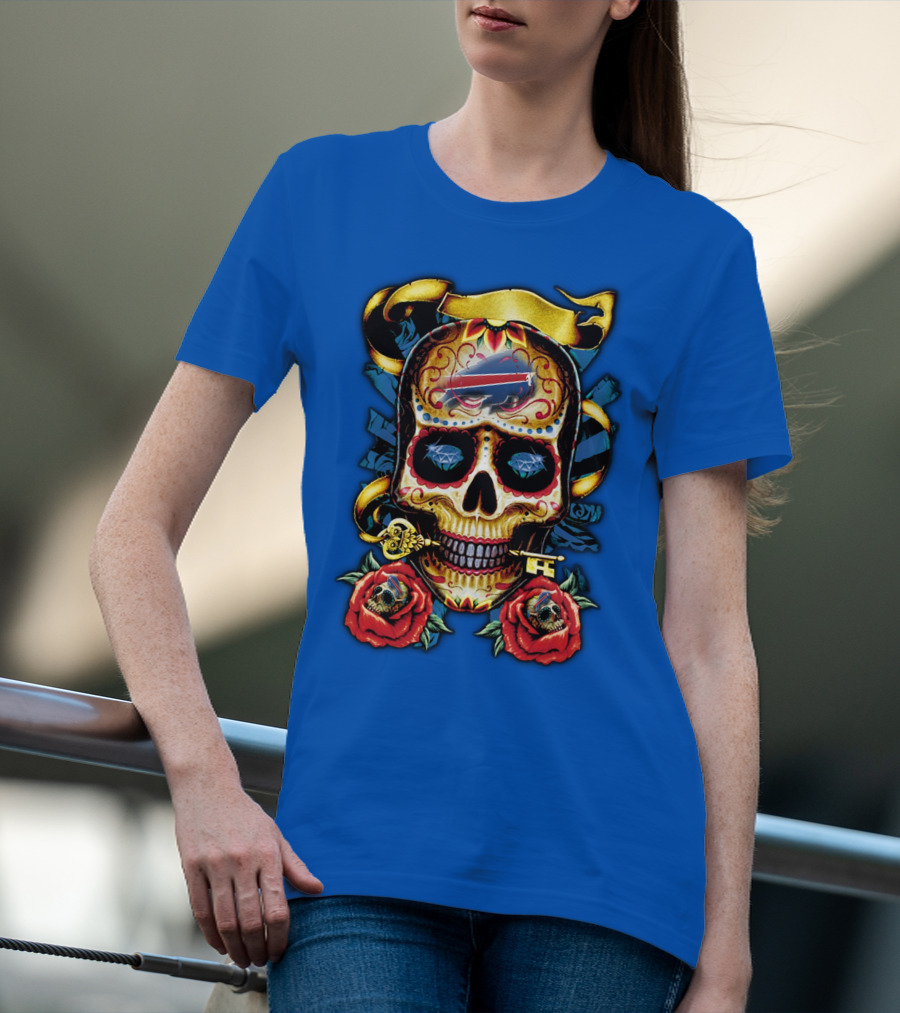 Buffalo Bills Sugar Skull Roses And Keys T-Shirt