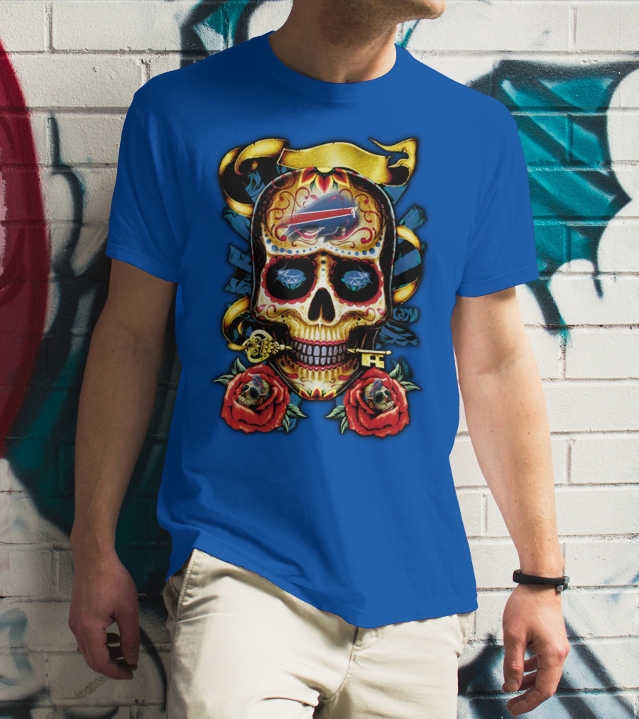 Buffalo Bills Sugar Skull Roses And Keys T-Shirt