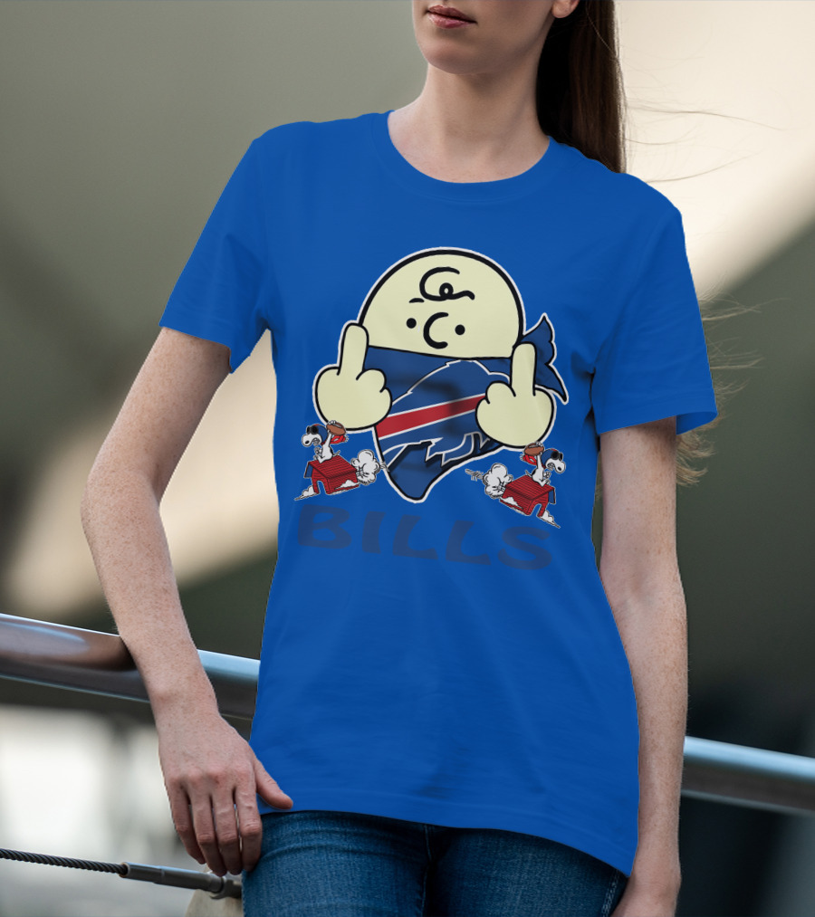 Buffalo Bills Logo With Peanuts Characters T-Shirt