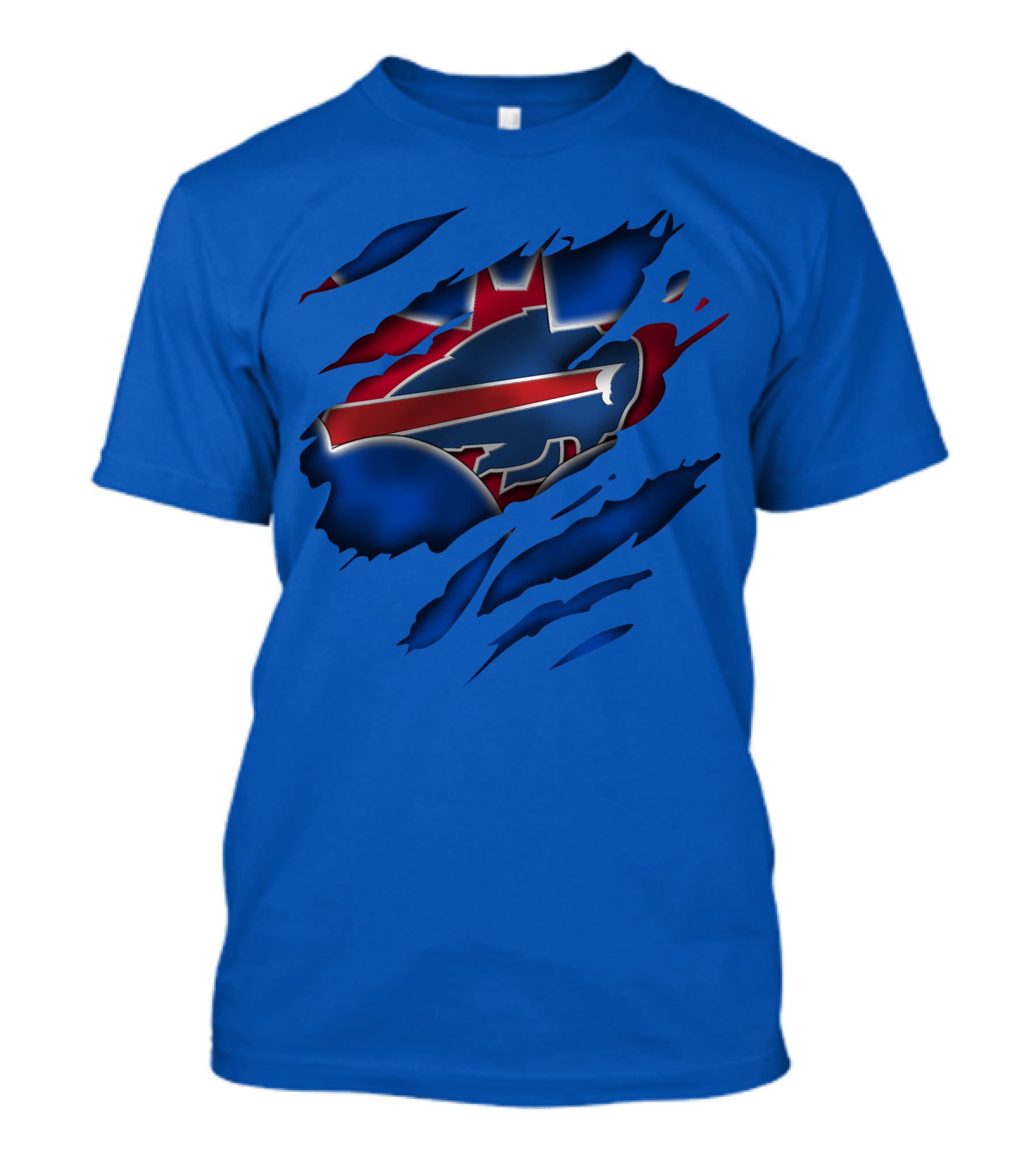 Buffalo Bills Red White Blue Logo Scratch T-Shirt