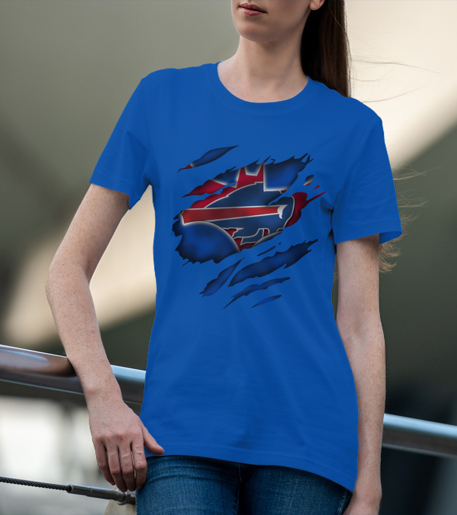 Buffalo Bills Red White Blue Logo Scratch T-Shirt
