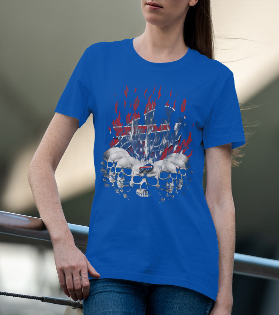 Buffalo Bills Flaming Skulls T-Shirt