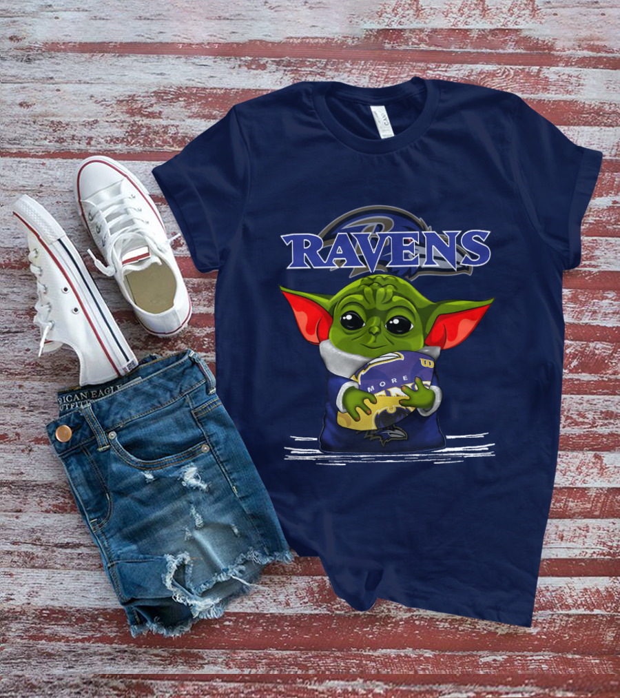 Yoda Holding Baltimore Ravens Football Ravens T-Shirt
