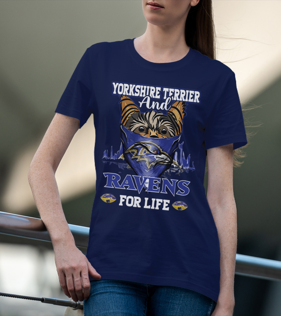 Yorkshire Terrier And Ravens For Life T-Shirt