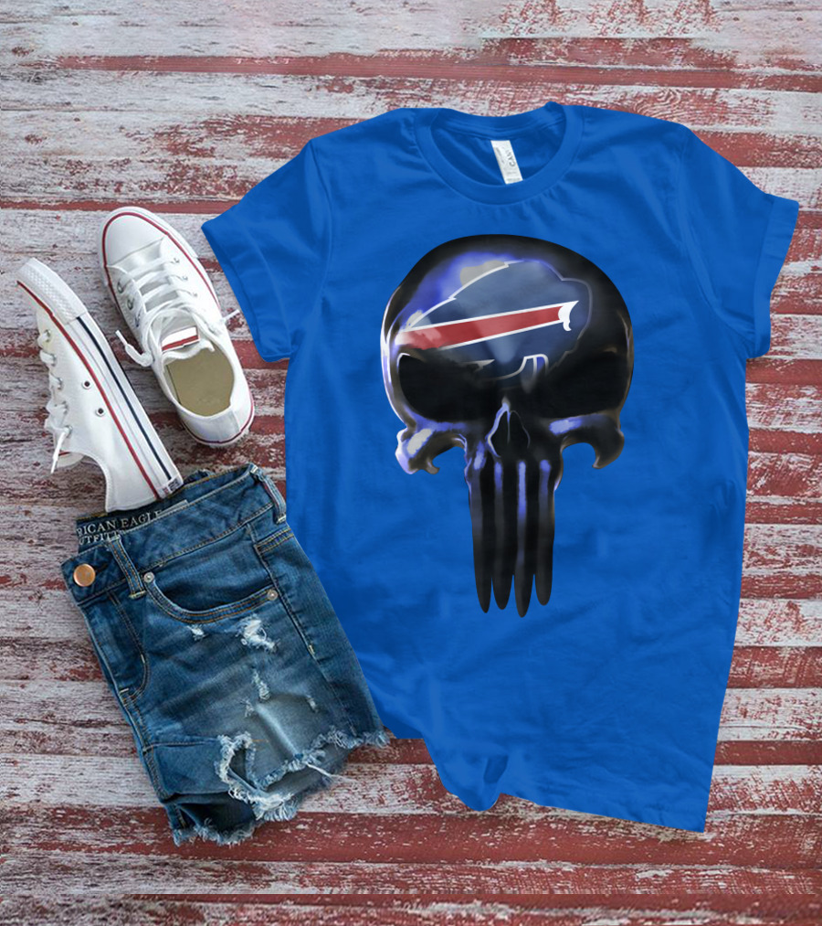 Buffalo Bills Punisher Skull Logo 49ers Crossover T-Shirt