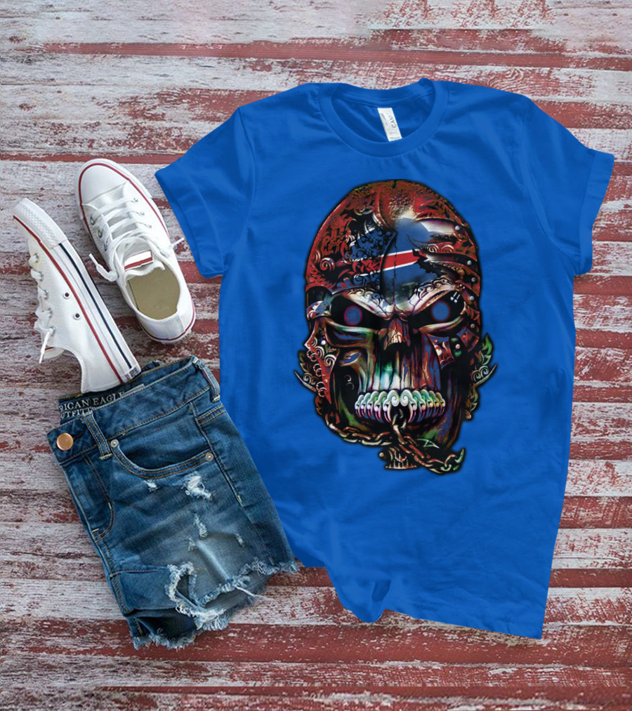 Buffalo Bills 53 Skull Art With American Flag And Tribal Elements T-Shirt