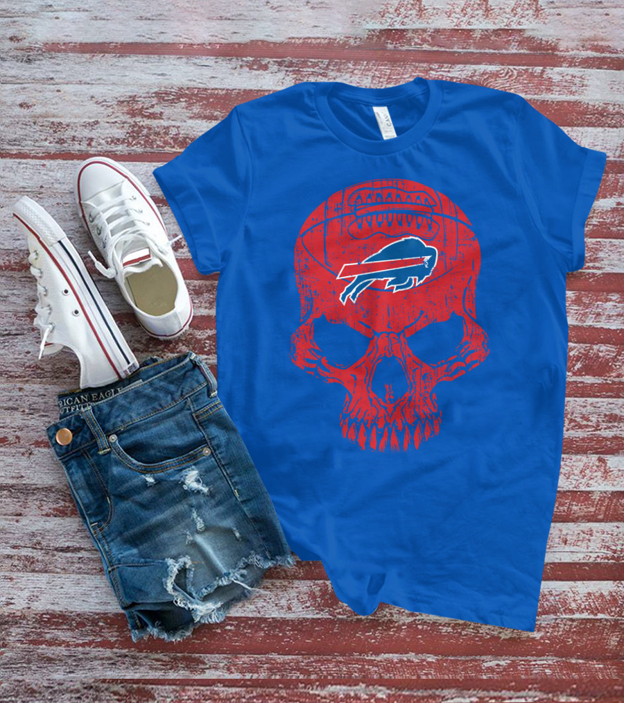 Buffalo Bills Skull Logo Football T-Shirt
