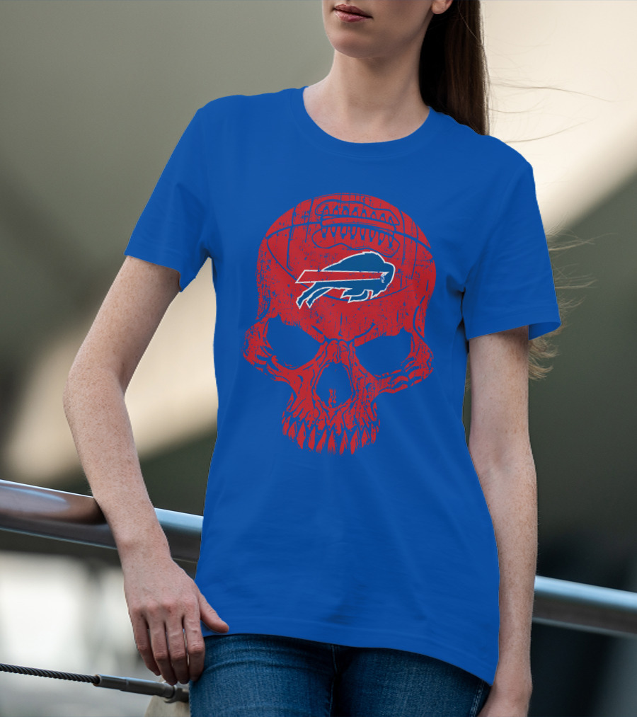 Buffalo Bills Skull Logo Football T-Shirt