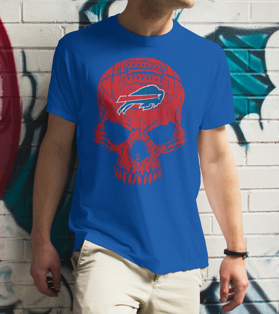 Buffalo Bills Skull Logo Football T-Shirt