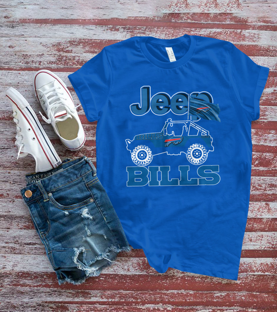 Jeep Bills Buffalo Logo Design With Flag T-Shirt