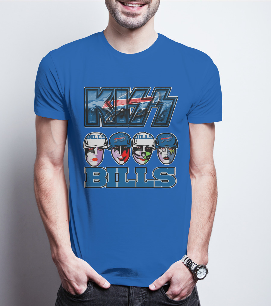 Kiss Buffalo Bills Helmets Face Paint Band Style T-Shirt