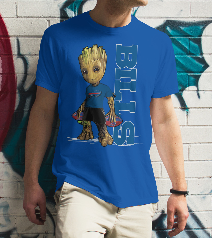 Groot Buffalo Bills Nfl Fan With Team Football Board T-Shirt