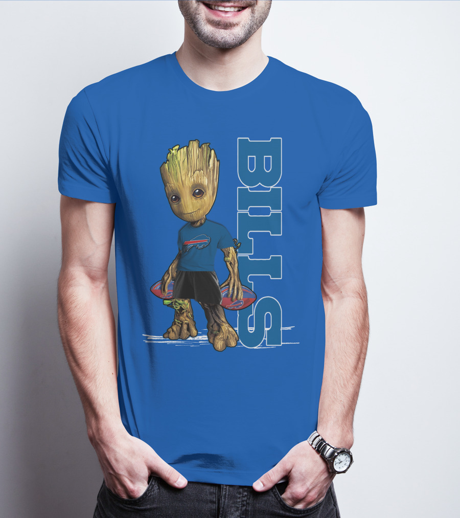 Groot Buffalo Bills Nfl Fan With Team Football Board T-Shirt