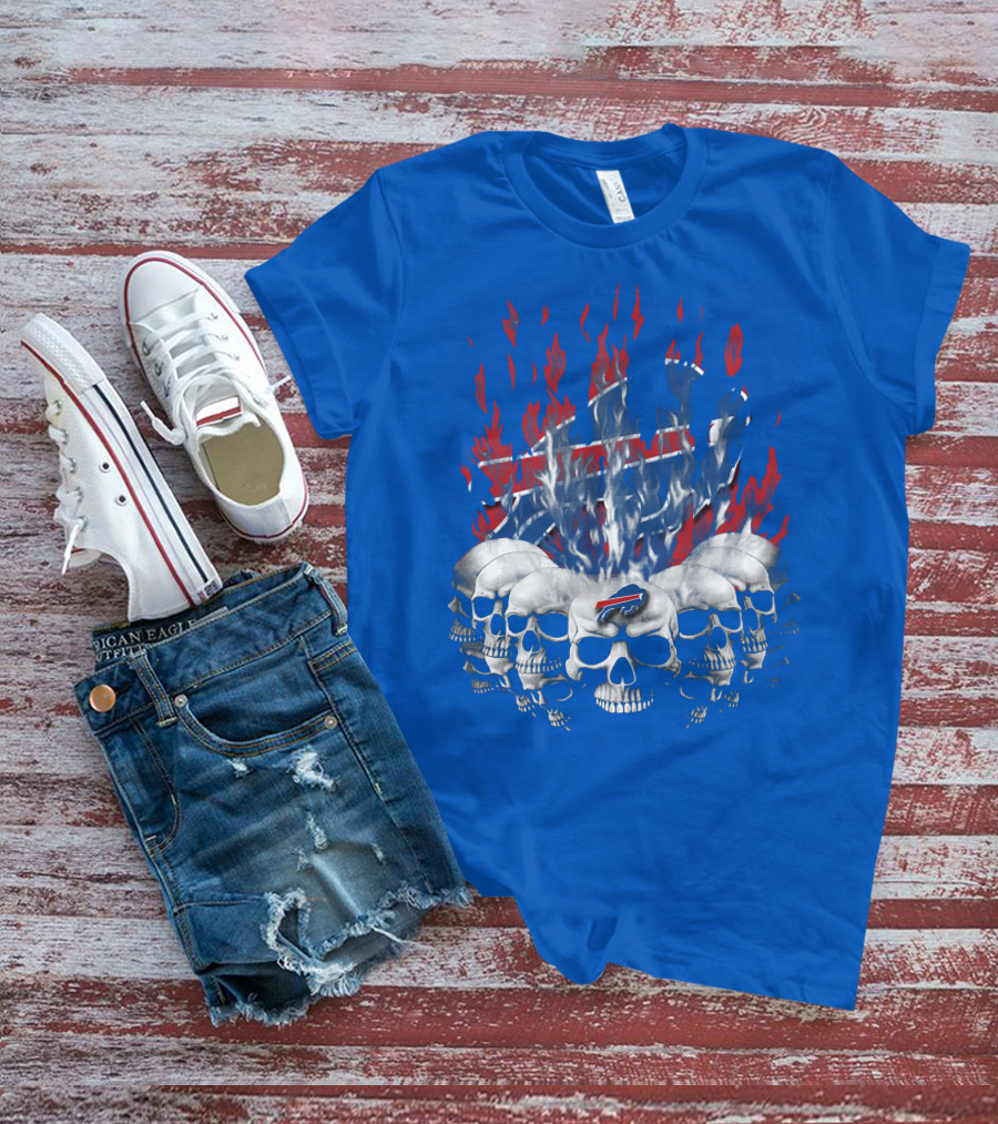 Buffalo Bills Skull Flames 43 Nfl Team T-Shirt