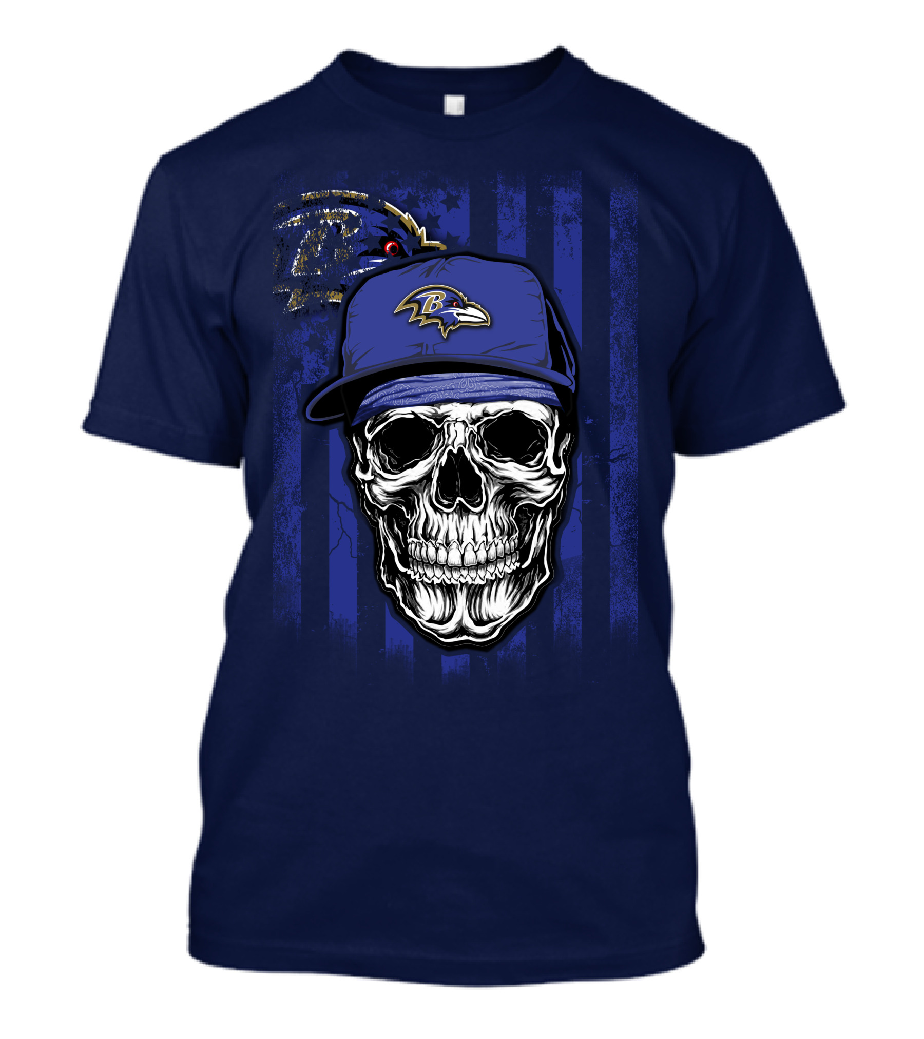 Baltimore Ravens Skull With Cap And Team T-Shirt