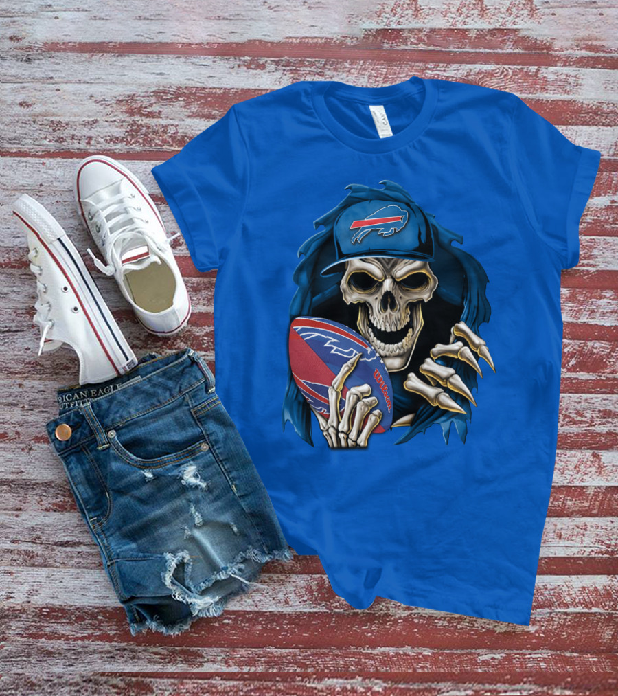Buffalo Bills Skullbong Skeleton Football T-Shirt