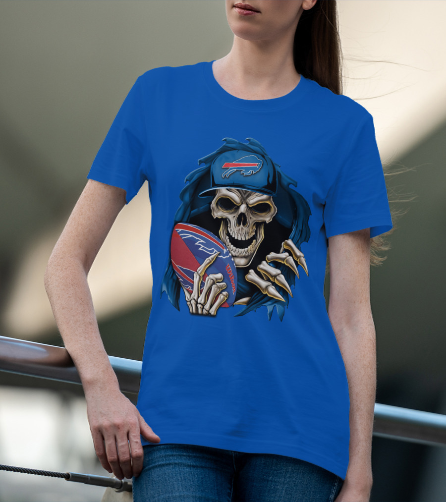 Buffalo Bills Skullbong Skeleton Football T-Shirt