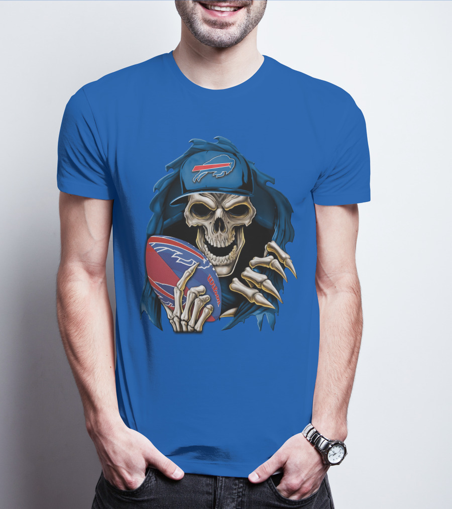 Buffalo Bills Skullbong Skeleton Football T-Shirt