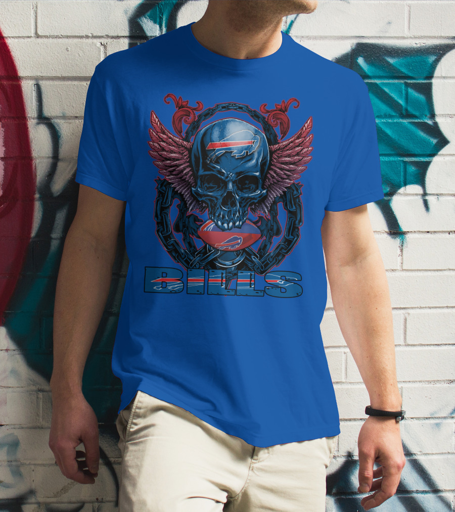 Buffalo Bills Skull With Wings And Chains T-Shirt
