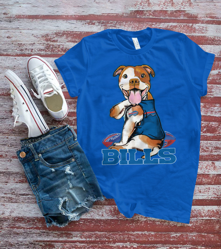 Buffalo Bills Pitbull With Footballs And Team T-Shirt