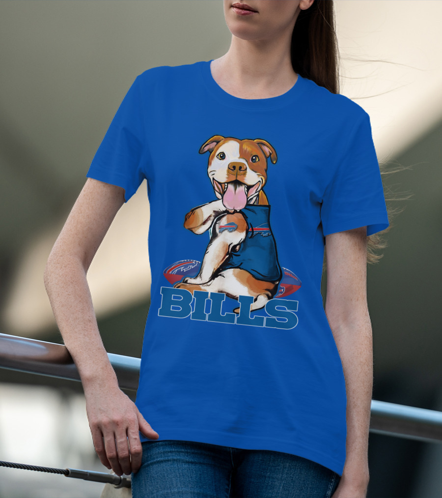 Buffalo Bills Pitbull With Footballs And Team T-Shirt