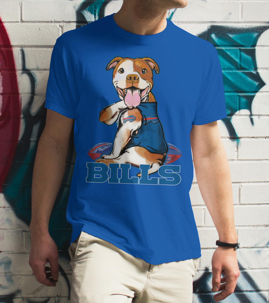 Buffalo Bills Pitbull With Footballs And Team T-Shirt