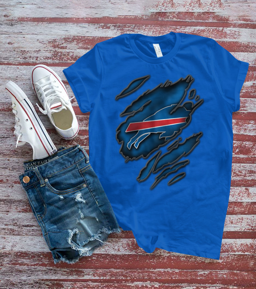 Torn Buffalo Bills Scratched T-Shirt