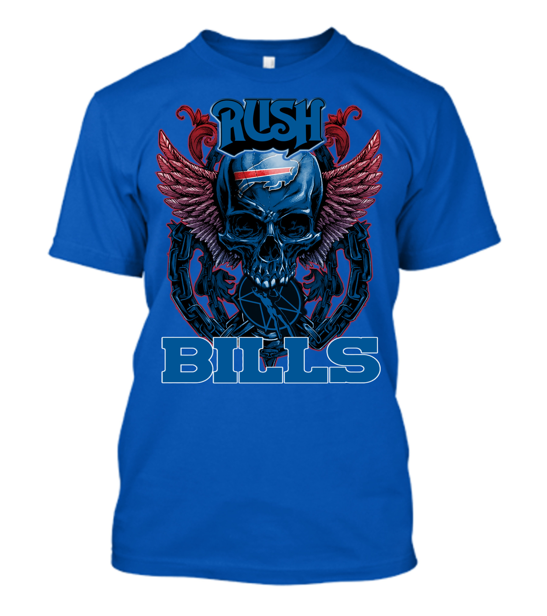 Rush Buffalo Bills Skull With Wings And Chains T-Shirt