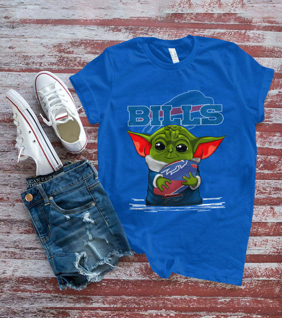 Yoda Buffalo Bills Fan Holding Football T-Shirt