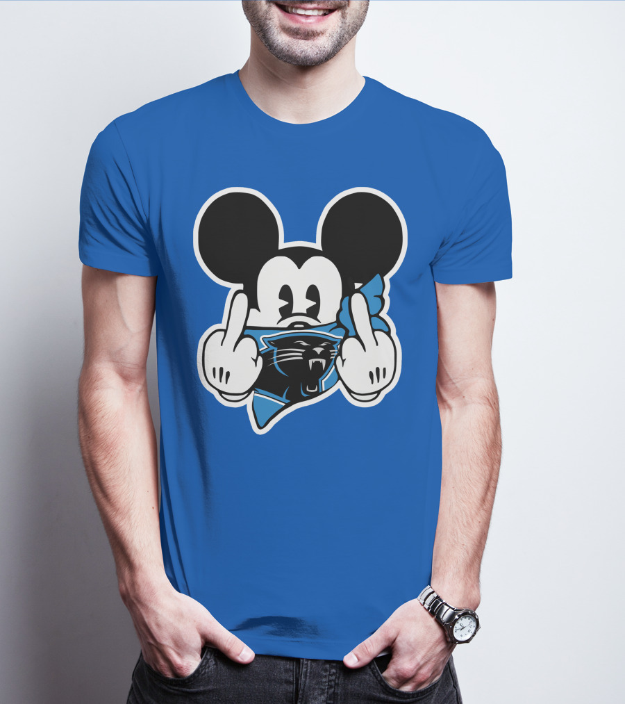 Carolina Panthers 45 Mickey Mouse Middle Finger T-Shirt