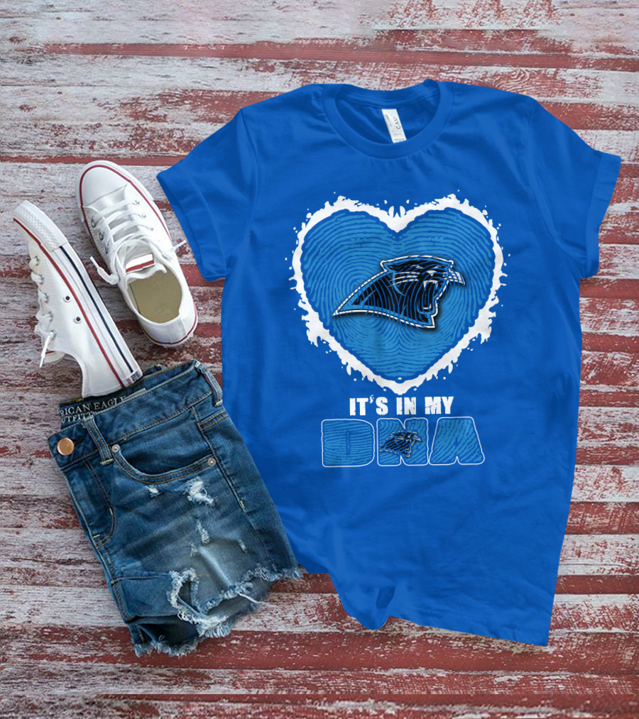 Carolina Panthers It's In My Dna Heart Fingerprint T-Shirt