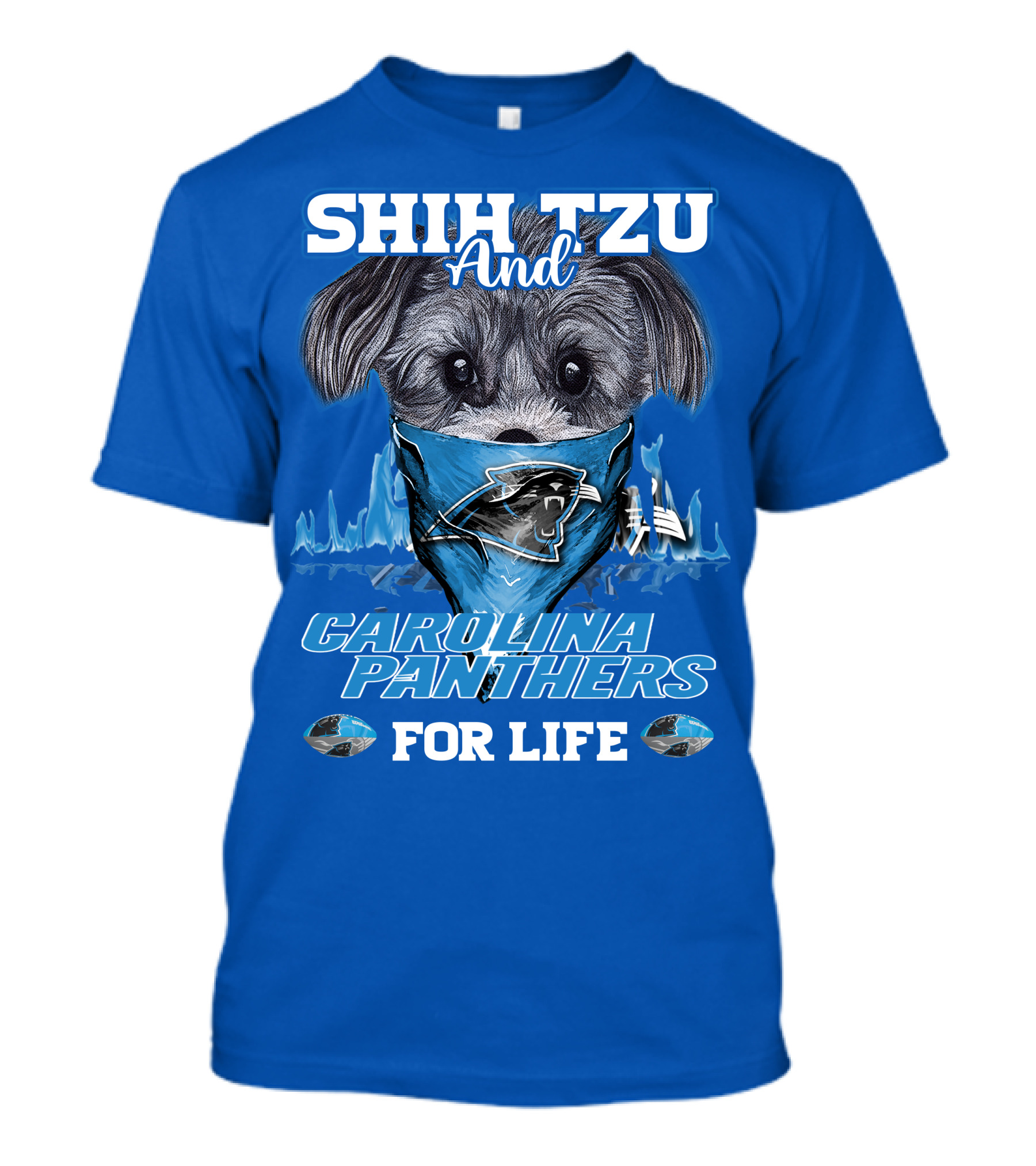 Shih Tzu And Carolina Panthers For Life T-Shirt