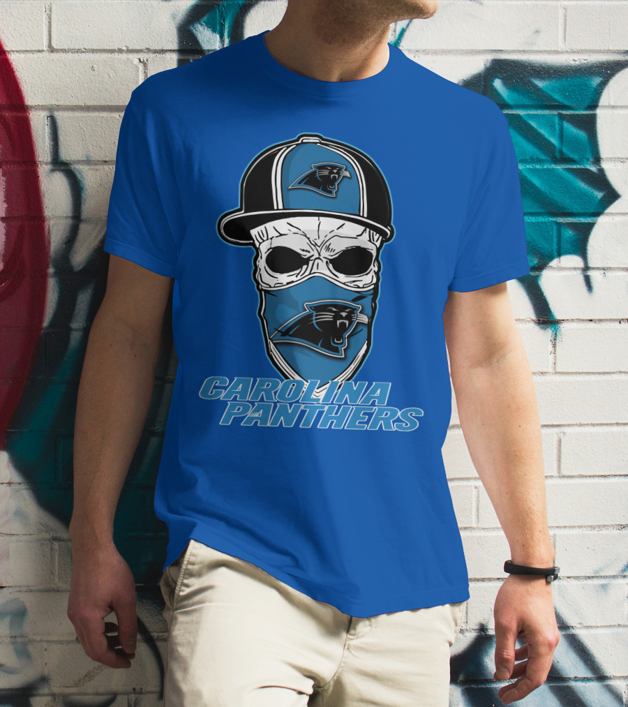 CAROLINA PANTHERS Skull Hat T-Shirt