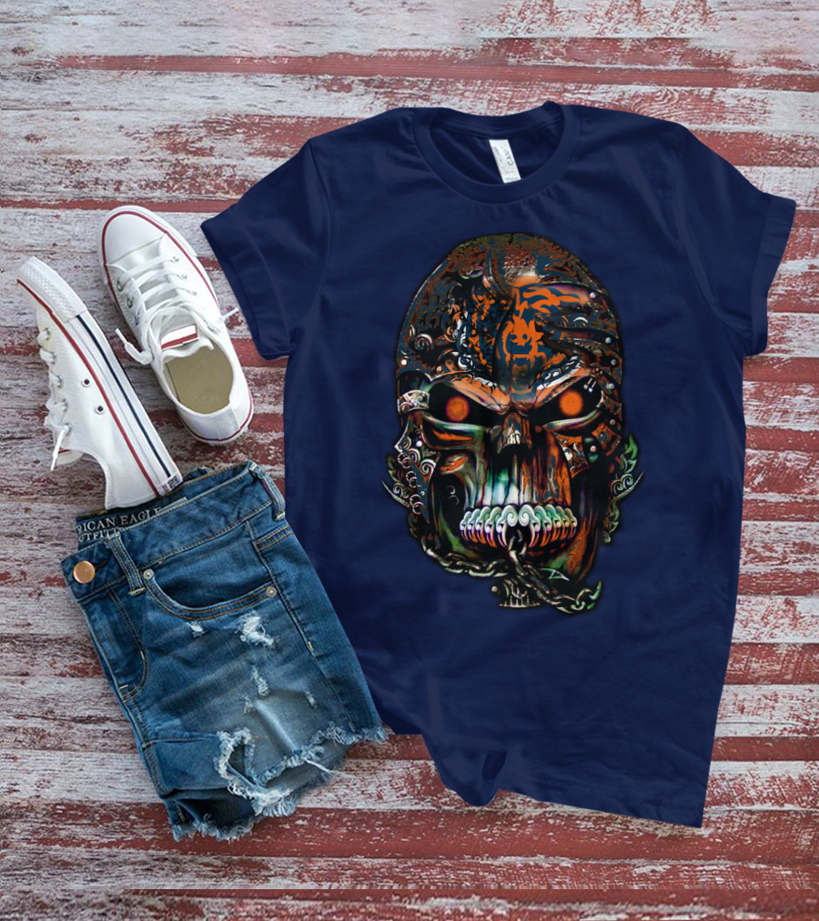 Chicago Bears Fiery Skull T-Shirt