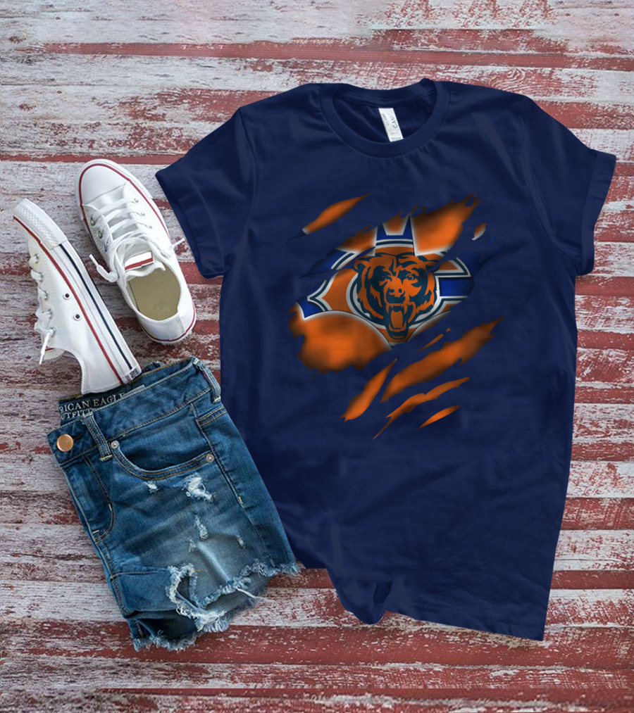 Chicago Bears 07 Vintage Logo Ripped Claw T-Shirt