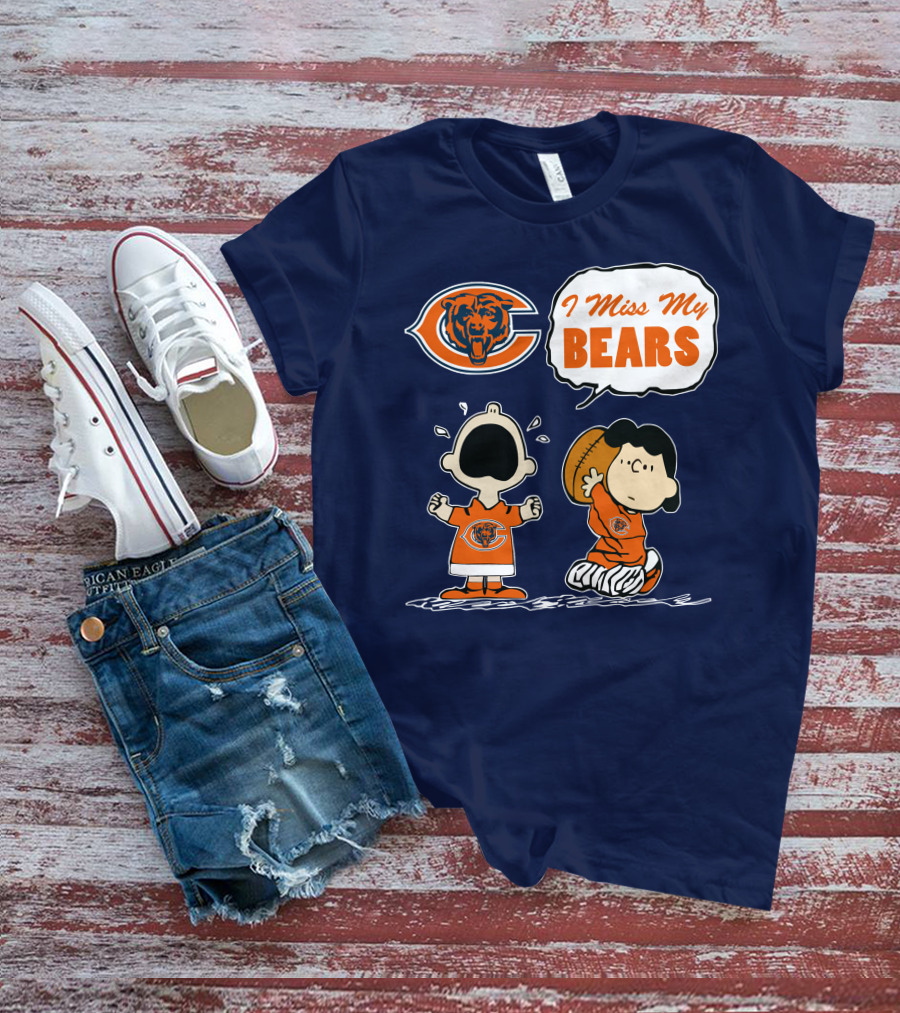 I Miss My Bears Chicago Bears Peanuts Characters T-Shirt