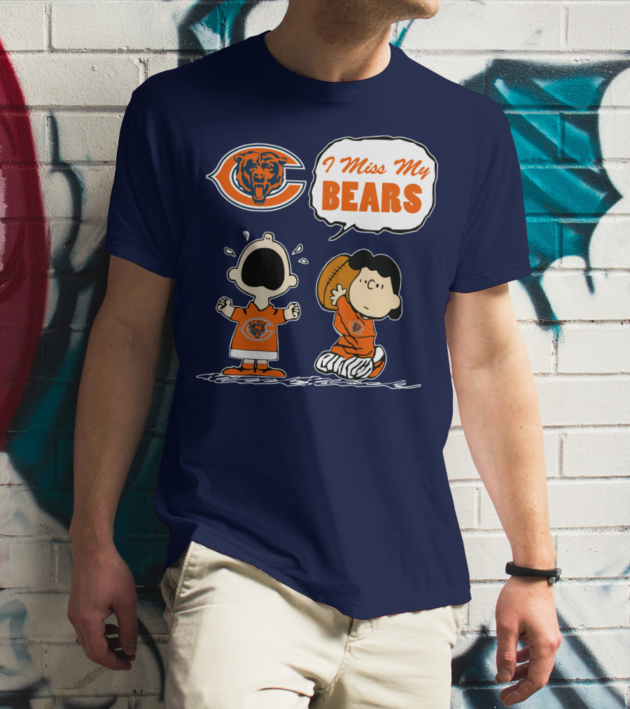I Miss My Bears Chicago Bears Peanuts Characters T-Shirt