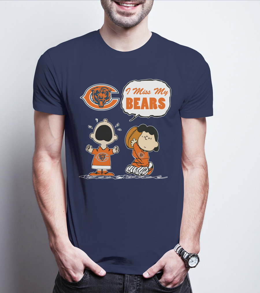 I Miss My Bears Chicago Bears Peanuts Characters T-Shirt