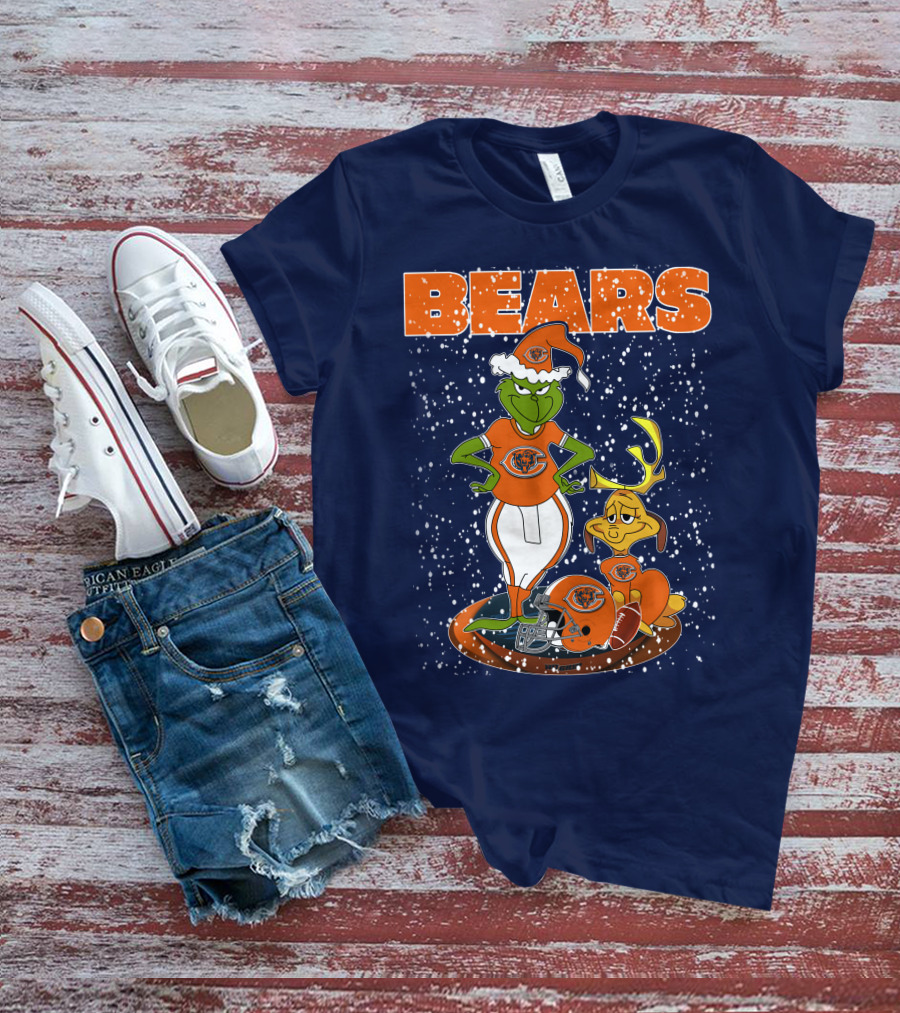 Grinchxmas BEARS Christmas Chicago Football Collaboration T-Shirt