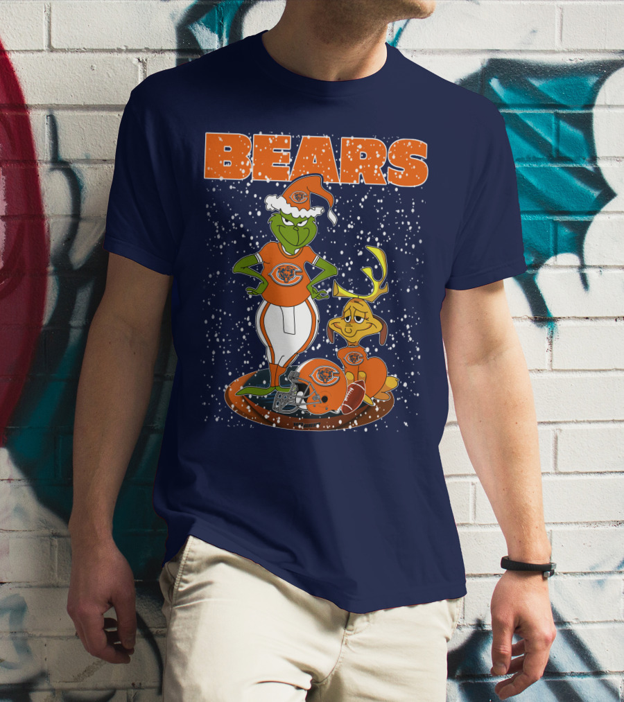 Grinchxmas BEARS Christmas Chicago Football Collaboration T-Shirt