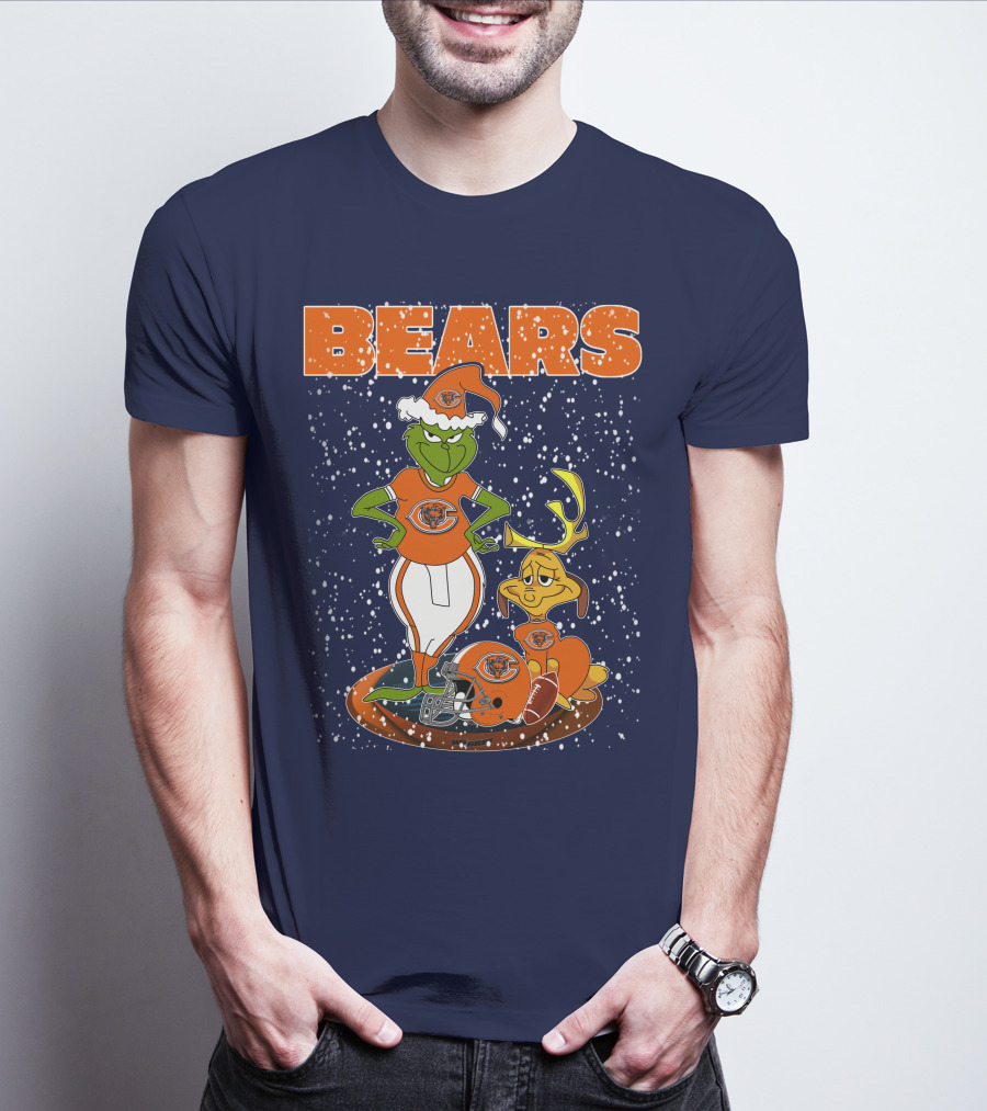 Grinchxmas BEARS Christmas Chicago Football Collaboration T-Shirt