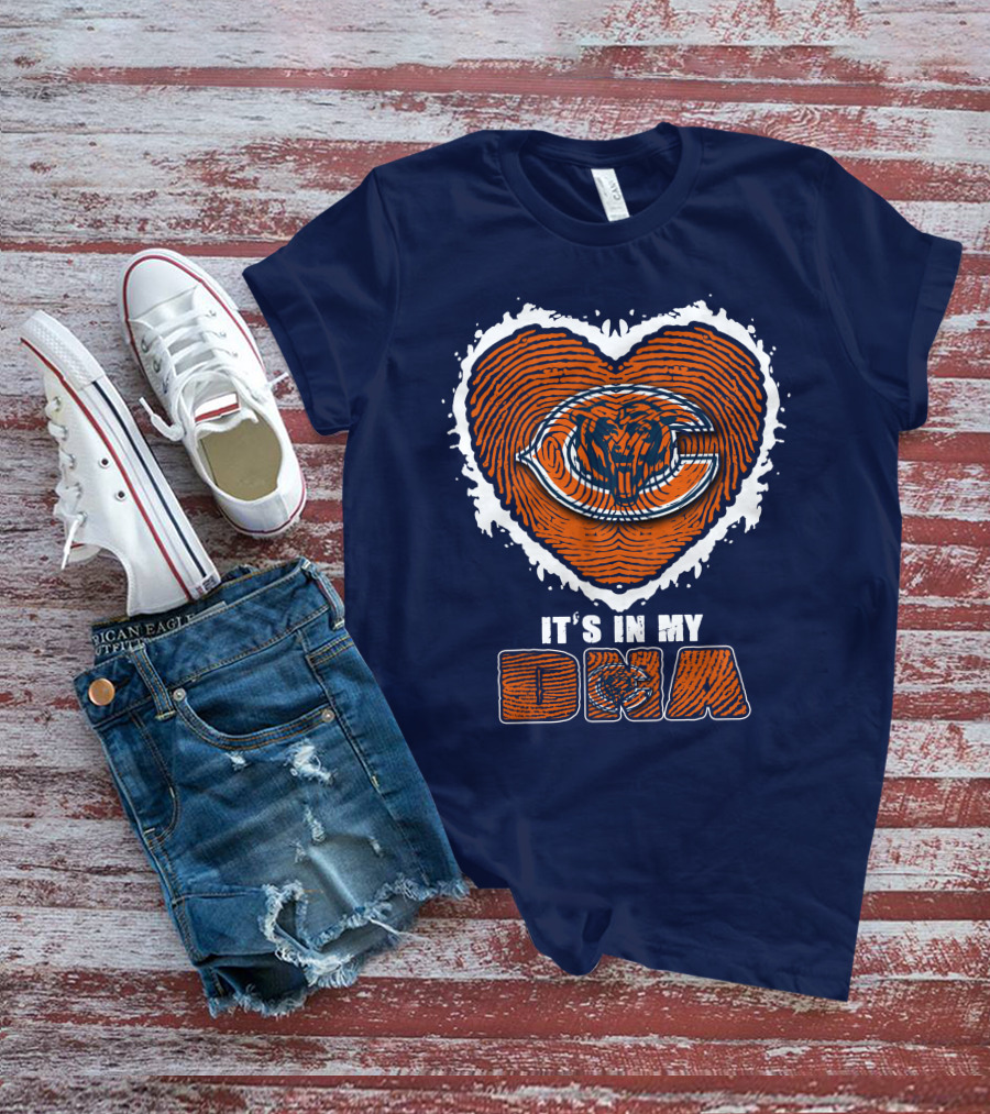 It's In My DNA Chicago Bears Heart Fingerprint T-Shirt