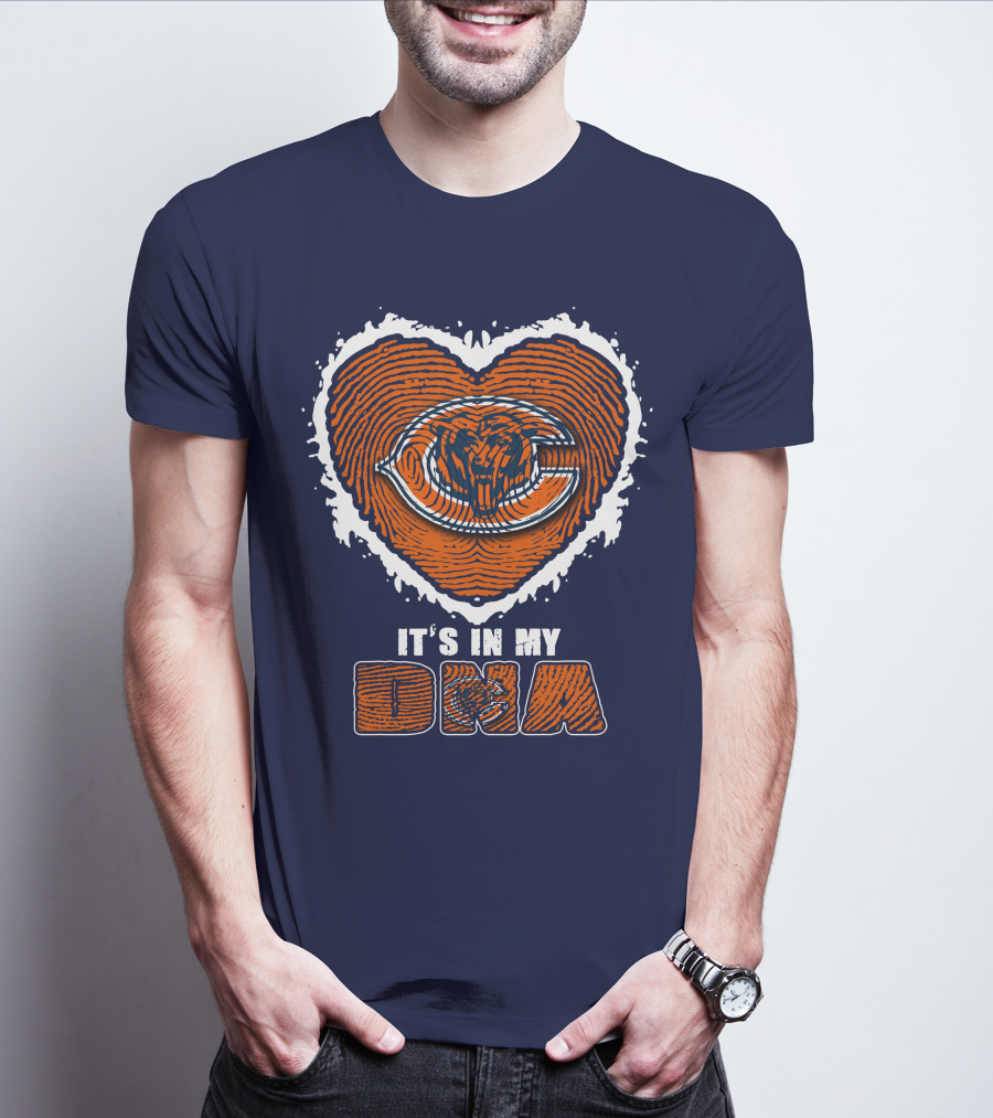 It's In My DNA Chicago Bears Heart Fingerprint T-Shirt
