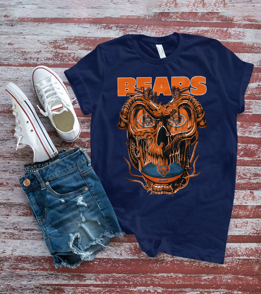 BEARS Dragonskull Football CHICAGO T-Shirt