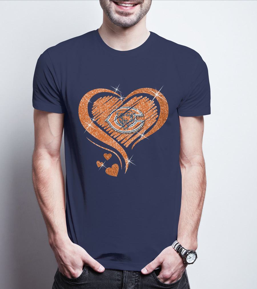 Heart Diamond Chicago Bears Sparkle Hearts T-Shirt