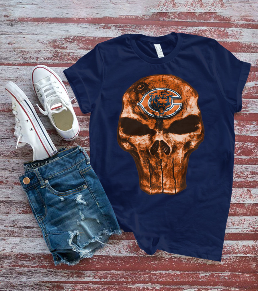 Skull Chicago Bears Logo Skull T-Shirt